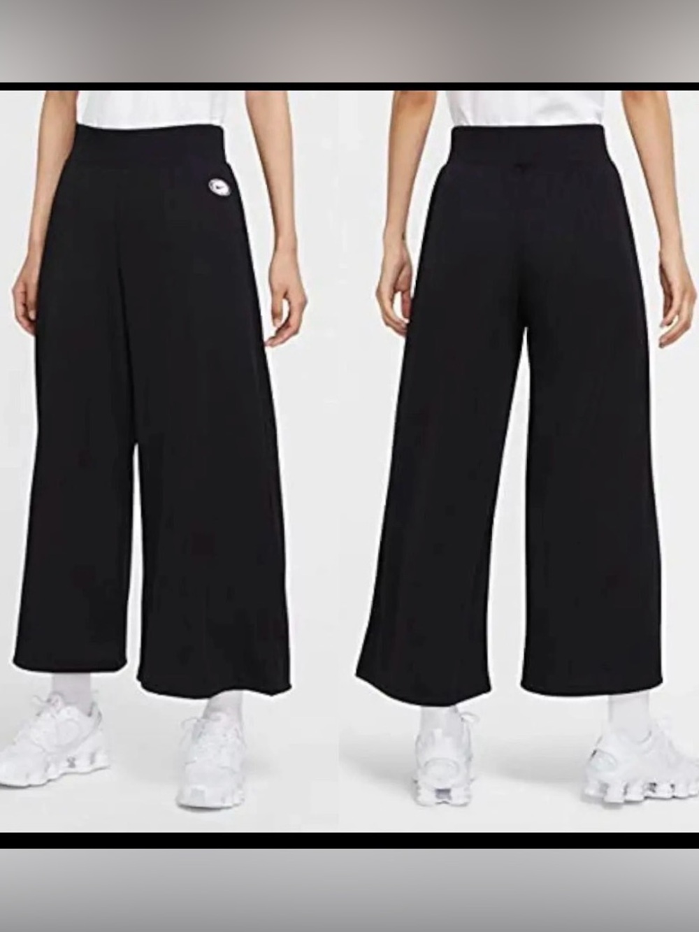 Nike Black Wide-Leg Cropped Jogger Pants